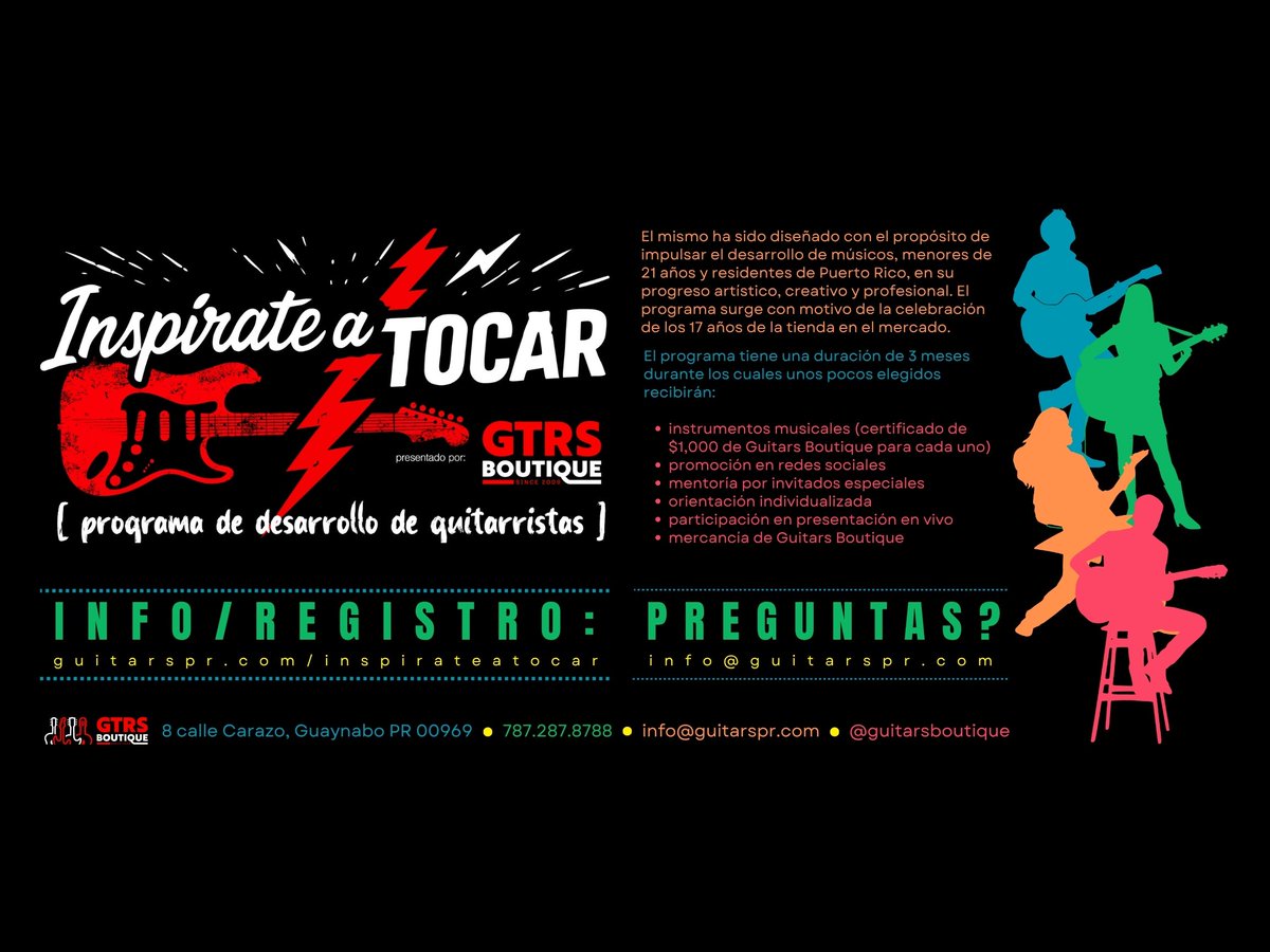saludycultura's tweet photo. #GuitarsBoutique anuncia convocatoria para impulsar a jóvenes #guitarristas y #bajistas
Con el propósito de brindar oportunidades reales a jóvenes talentos en la música, y como parte de la celebración de su aniversario número 17 https://t.co/eqgzmtIMhp
