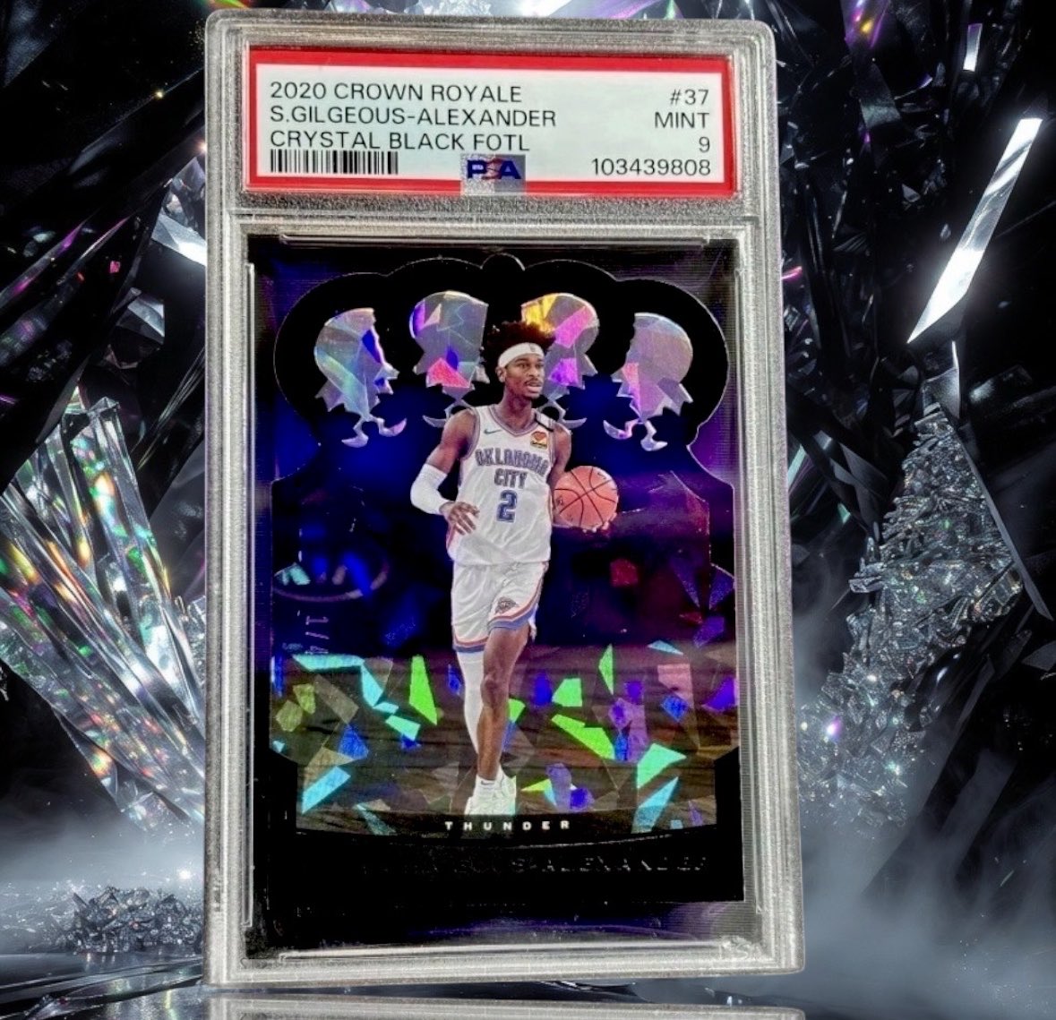AZRIVASS's tweet image. The Crystal Black FOTL Shai is a true alternate collector's dream. 1 of 4 produced. Only 3 accounted for. The depth on this card is insane in hand.
The ultimate SGA addition for the high-end vault. 🏛️📈 #SGA #CrownRoyale #BasketballCards
💎He’s just getting started💎x2 MVP