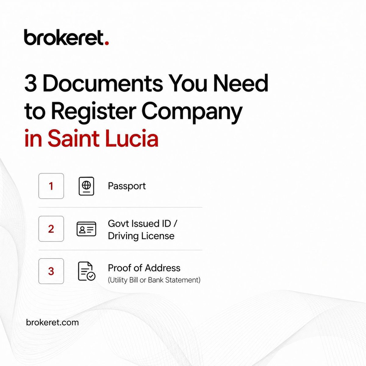 brokeret's tweet photo. Start your St. Lucia company with just 3 documents.

Fast, simple, and hassle-free.

visit https://t.co/gWr7WtP2b9 for more https://t.co/KnJy0Kwdv8