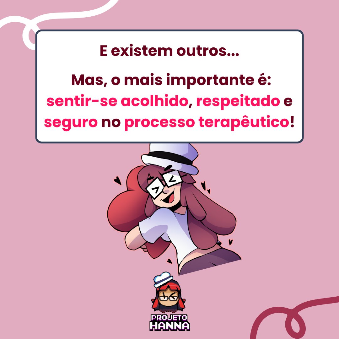 Projeto_Hanna's tweet image. [SAÚDE MENTAL - como escolher um psicólogo]

Mais um post sobre saúde mental!!

Hoje, trazendo dicas de como você pode escolher um profissional de psicologia para seu atendimento

Texto por @clabtlh

#saudemental #psicologia #tecnologia