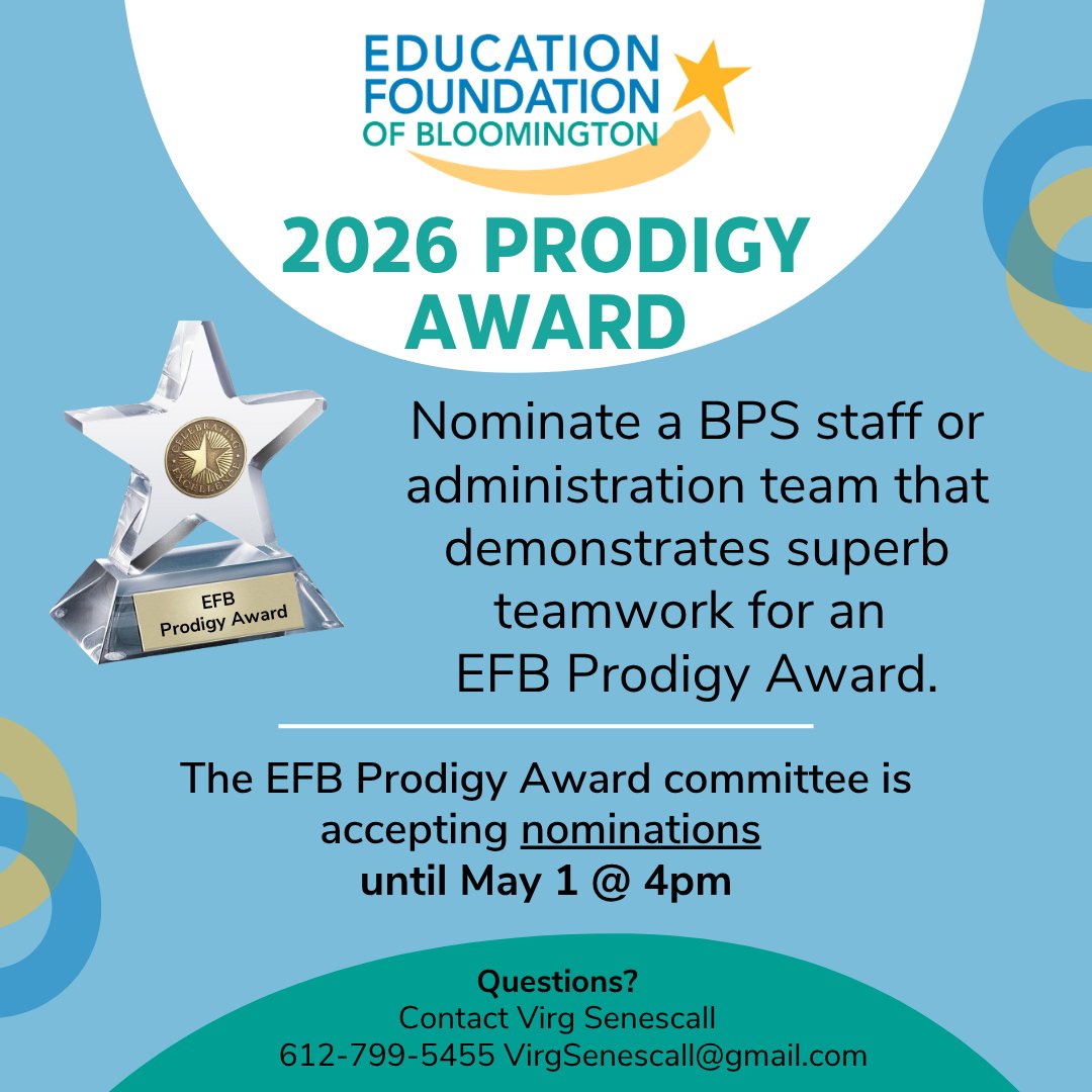 efb_mn's tweet photo. Don't forget to nominate the exceptional teamwork of a staff or administrative group for an EFB Prodigy Award by 4pm on May 1. https://t.co/yFyb9H4EeI