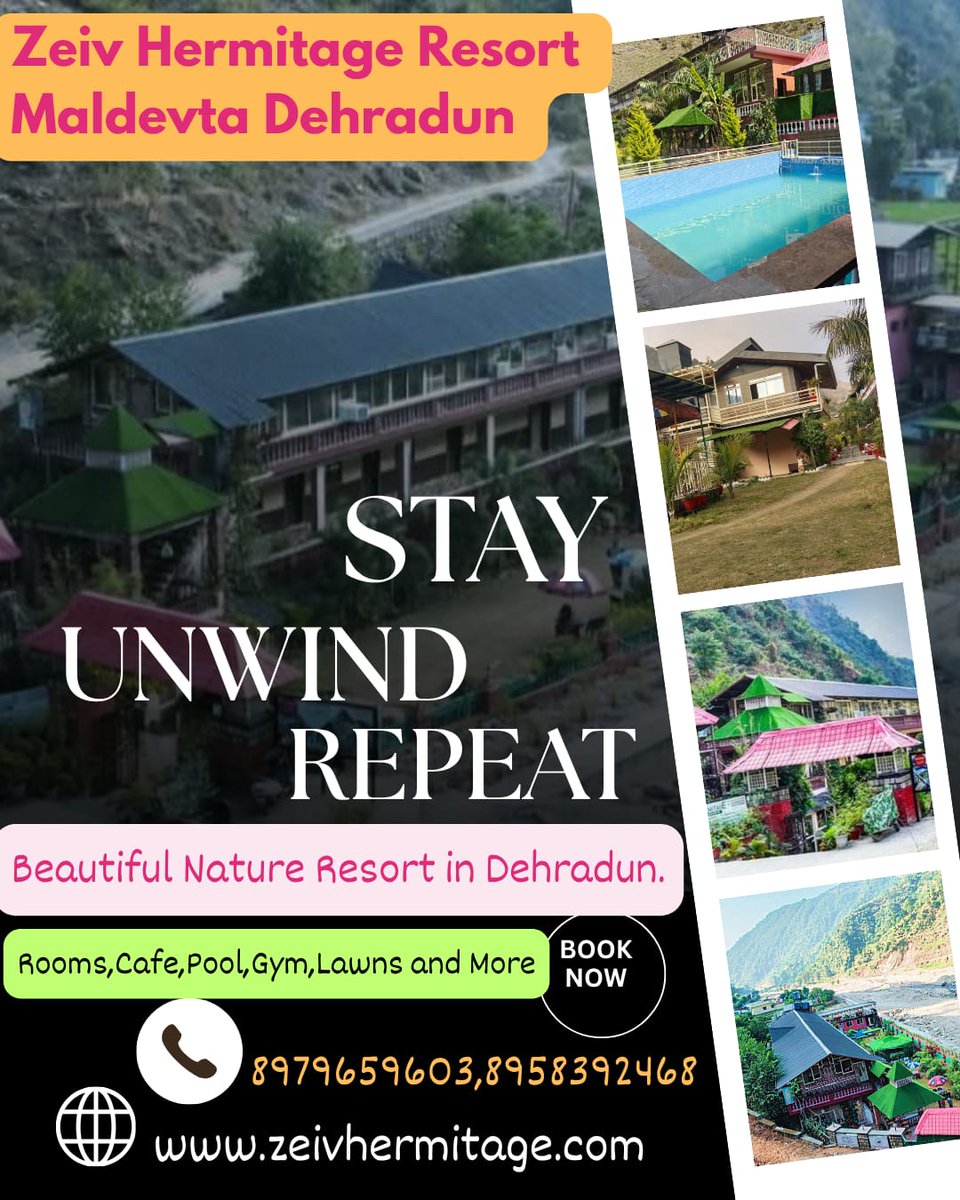 ZeivR2921's tweet image. Stay , unwind and Repeat,Step into nature at the most beautiful resort in Dehradun at Maldevta ✨
Relax, recharge, and discover Nature 
🏡 Day Stay: ₹1,500
🌙 Night Stay: ₹2,500 .
Food n Beverages Flat 15 % Off 
📞 Book Now: 8979659603
🌐 zeivhermitage.com
#NatureRetreat