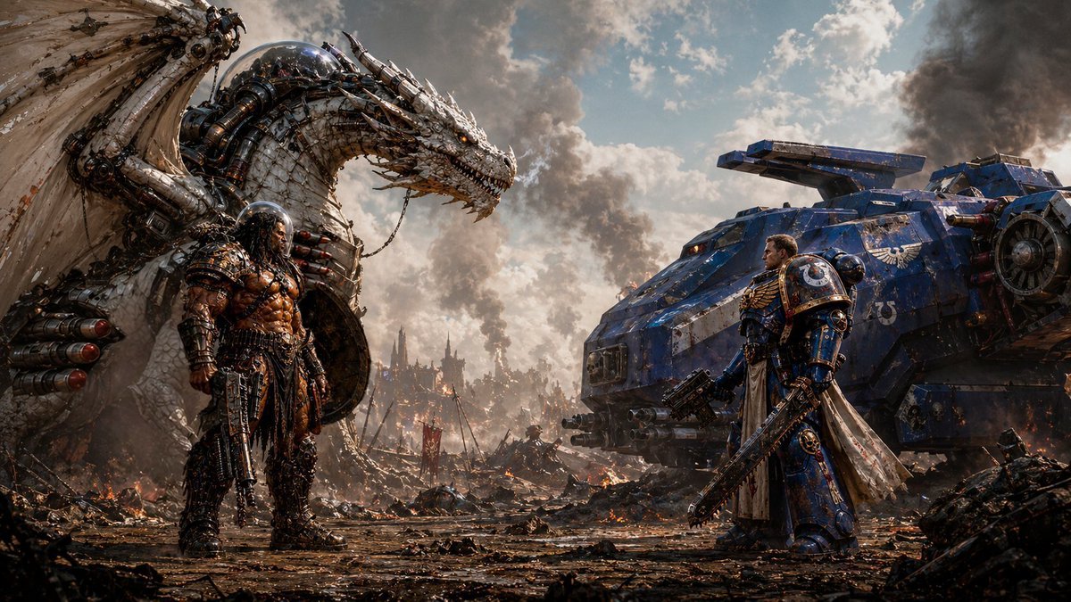 Raegunfoma's tweet photo. The galaxy is there to be plundered… and the Techno-Barbarians have come to collect a debt 12,000 years old of exile.

The Imperium is death through order.
Chaos is death through madness.
We are life through brute will.

TECHNOBARBARIANS: THE GREAT UNCHAINING https://t.co/fEUp4N7D77