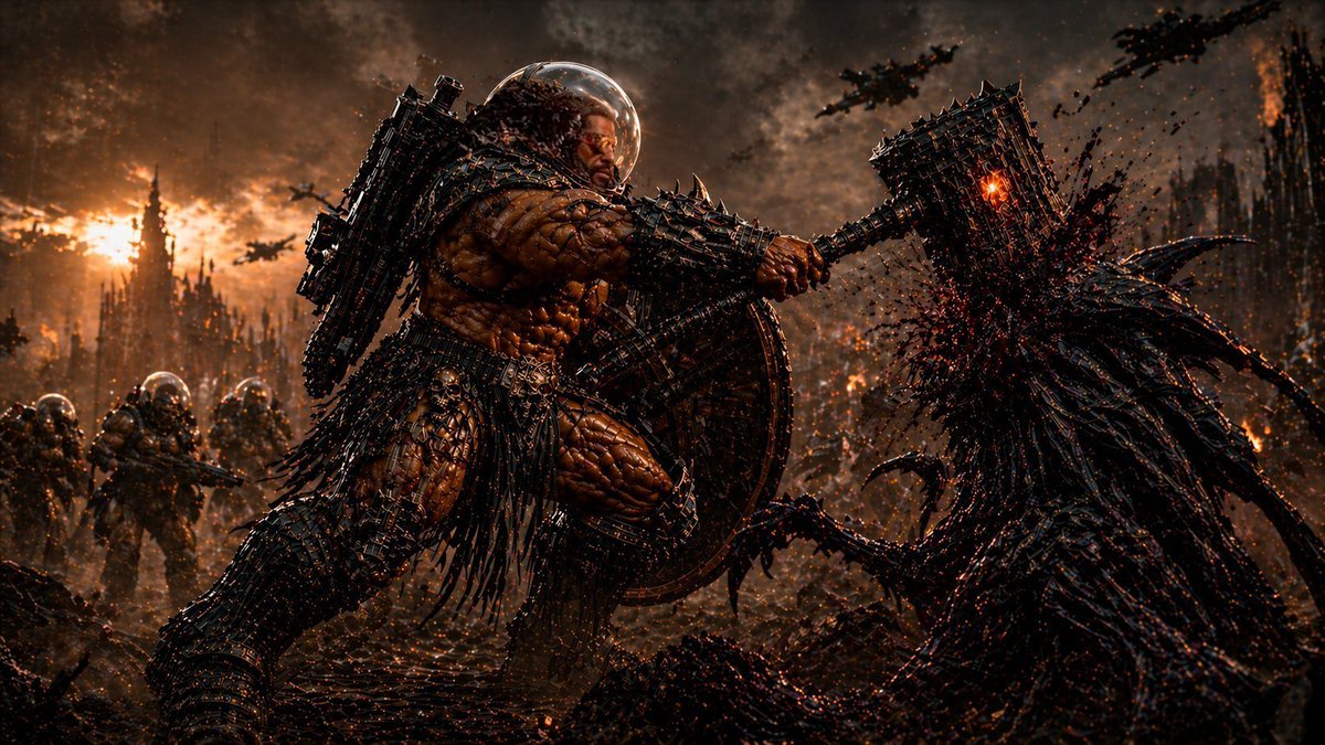 Raegunfoma's tweet photo. The galaxy is there to be plundered… and the Techno-Barbarians have come to collect a debt 12,000 years old of exile.

The Imperium is death through order.
Chaos is death through madness.
We are life through brute will.

TECHNOBARBARIANS: THE GREAT UNCHAINING https://t.co/fEUp4N7D77