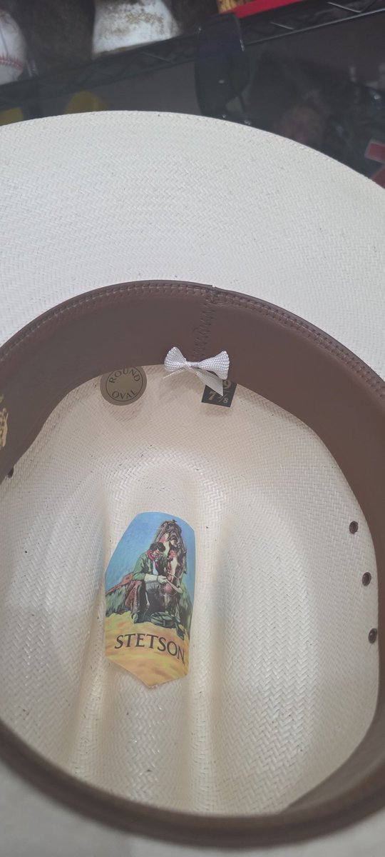 AcunaManiac's tweet photo. @BravesVisionTV @BrandonGaudin Remember the Stetsons  from the Gala Brother! There is a ribbon inside to mark the back of the hat. https://t.co/PxR9bNSNgk