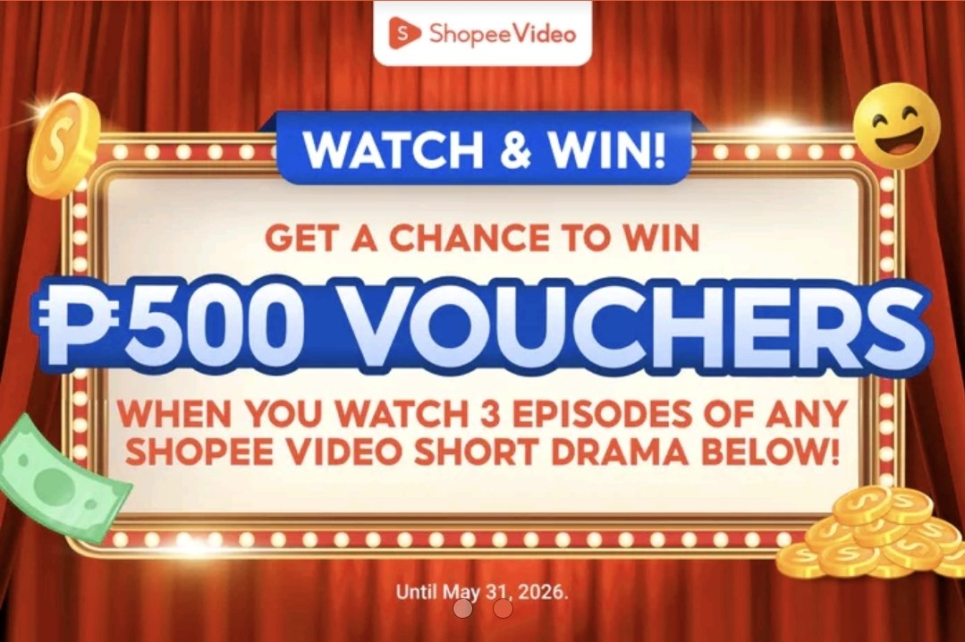 awesamrecosph's tweet photo. 🎬 WATCH & WIN ₱500 VOUCHERS 💸

Watch here 👉 https://t.co/7p3i0EaOSr

Pwede ka manalo ng ₱500 vouchers just by watching 👀
✔️ Watch at least 3 episodes of any Shopee Video short drama
✔️ Super easy lang, scroll + watch lang

📅 Until May 31, 2026 only!

Sulit na, may entertainment ka na, may chance ka pa magka voucher 😆

Join na habang maaga! 🎟️💙