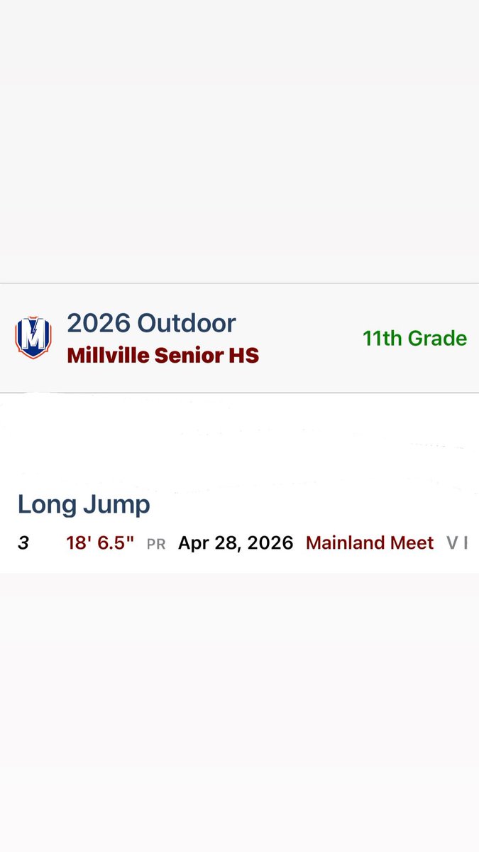 des4rivera's tweet photo. had a good day at mainland for a dual meet 
first time long jumping since freshman year - 18-6.5 ft
#OBG https://t.co/ssPa3chgBp