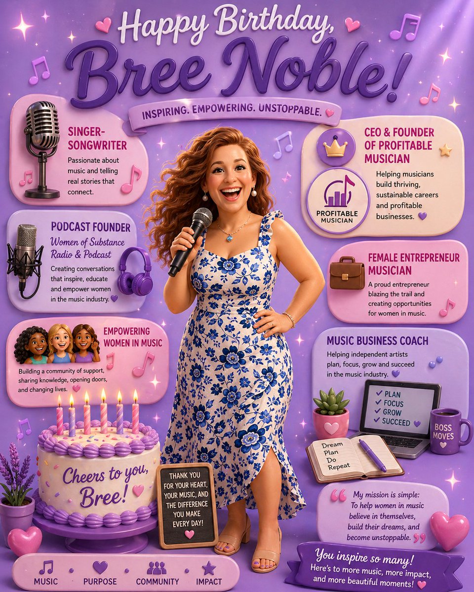 wosradio's tweet photo. Happy birthday to our CEO and founder, mentor, inspiration, and friend, Bree Noble! We love you! 🥳🎂🎉🎁​

#profitablemusician #indieartists #femalemusicians #MusicBusiness #musicbusinesscoach https://t.co/plPkC6Id61