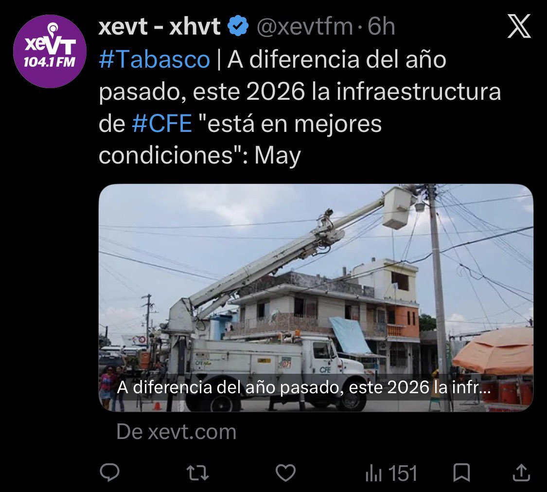 audelinomacario's tweet image. Varios fraccionamientos de la zona #Country de #Villahermosa padecieron un apagón la tarde de este martes, mientras la temperatura en la ciudad rondaba los 40 grados a la sombra.
El motivo: se hicieron las pruebas de los juegos mecánicos de la Feria estatal, que arrancará el 1 de