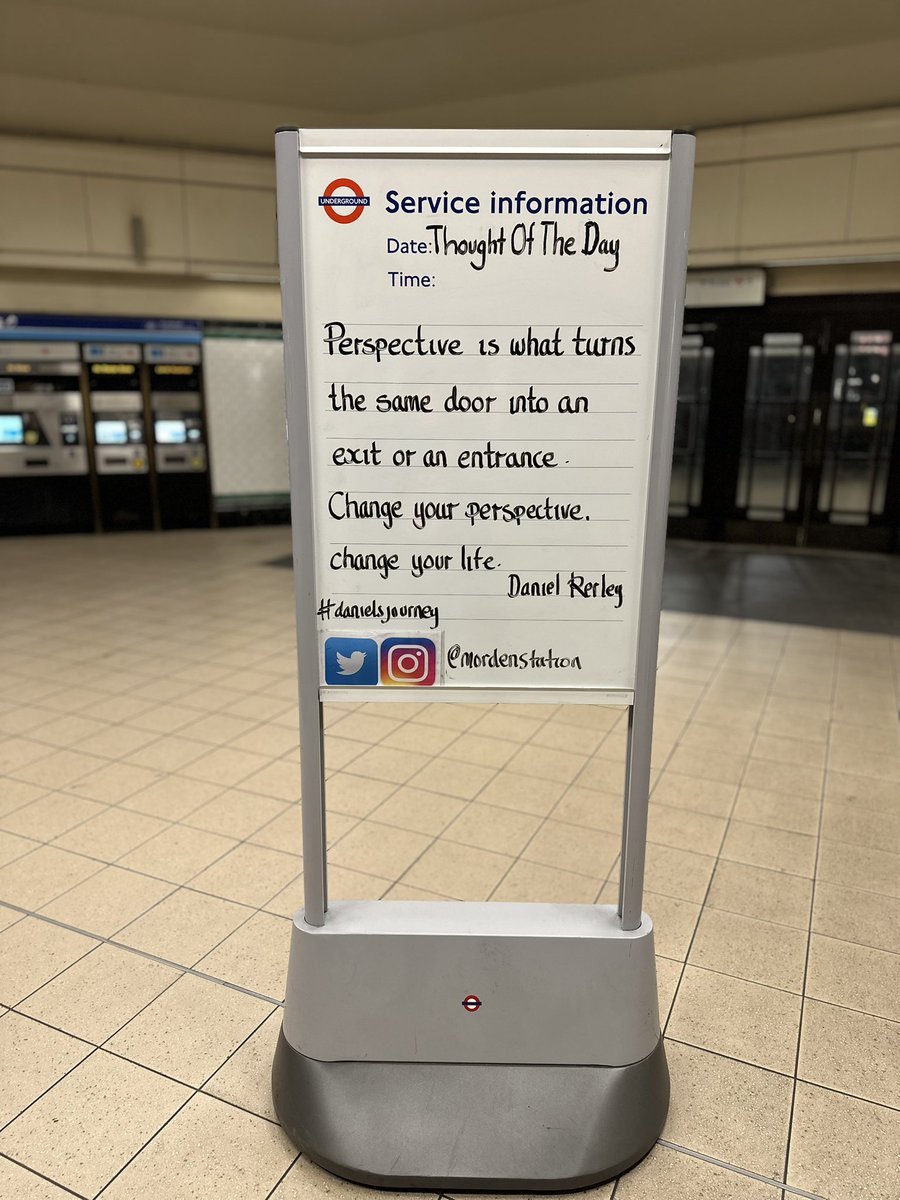 MordenStation's tweet photo. Wednesday 29th April 2026 Thought Of The Day From Morden Underground Station By Daniel Kerley @danielsjourney1 #danielsjourney https://t.co/mS9tyJVPNj