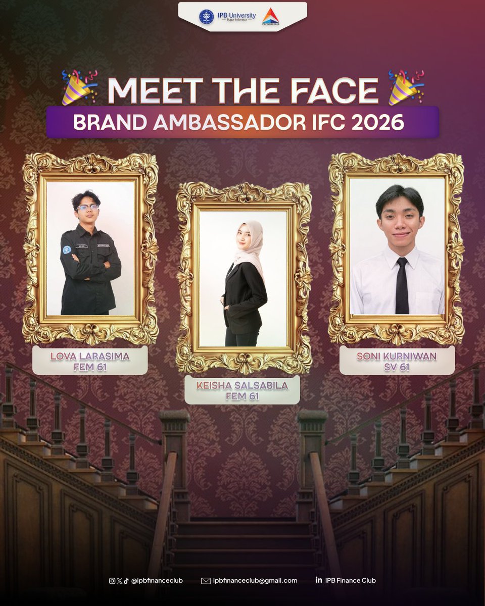 ipbfinanceclub's tweet photo. Halo, Zenithians!👋🏻

After all the process, finally we found the Brand Ambassador IFC 2026🤩

Big congratulations untuk kalian yang terpilih! 🥳 Dan untuk yang belum, thank you for every effort you’ve given—your moment will come 🤍

Thank you! https://t.co/2qrUIhm81u