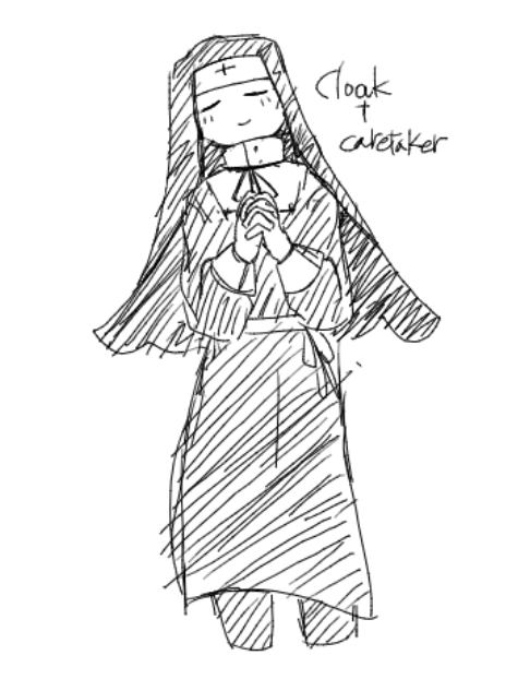 kakitane_tane's tweet photo. クローク＋ケアテイカーってシスターぽくなりそうだよねって絵 https://t.co/V88sJ5r5r4