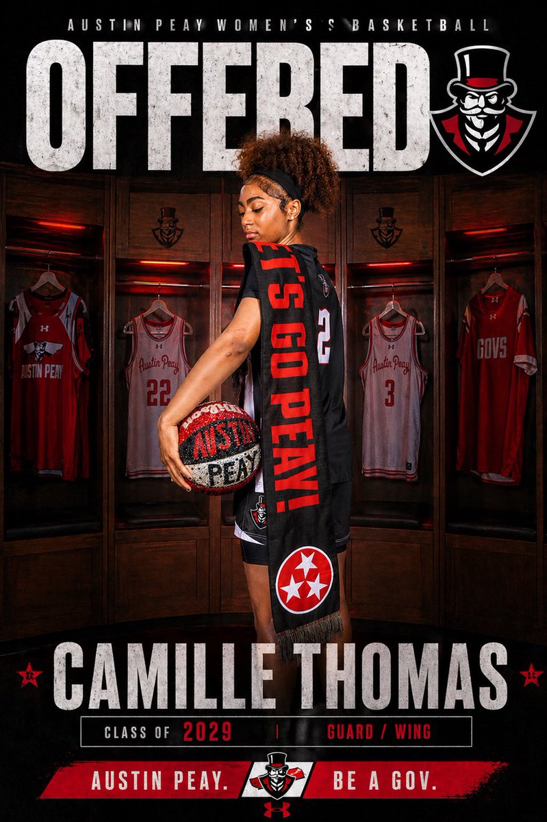 CamilleThomas29's tweet photo. After an amazing conversation with @young_coachb I am grateful to announce that I have received my first d1 offer. Thanks to @coachpeggyls and @vikkimorris_  for making my experience one to remember! Special thanks to @Chozen_Suns for your continued support!
#AGTG #letsgopeay https://t.co/1ovx85jauI