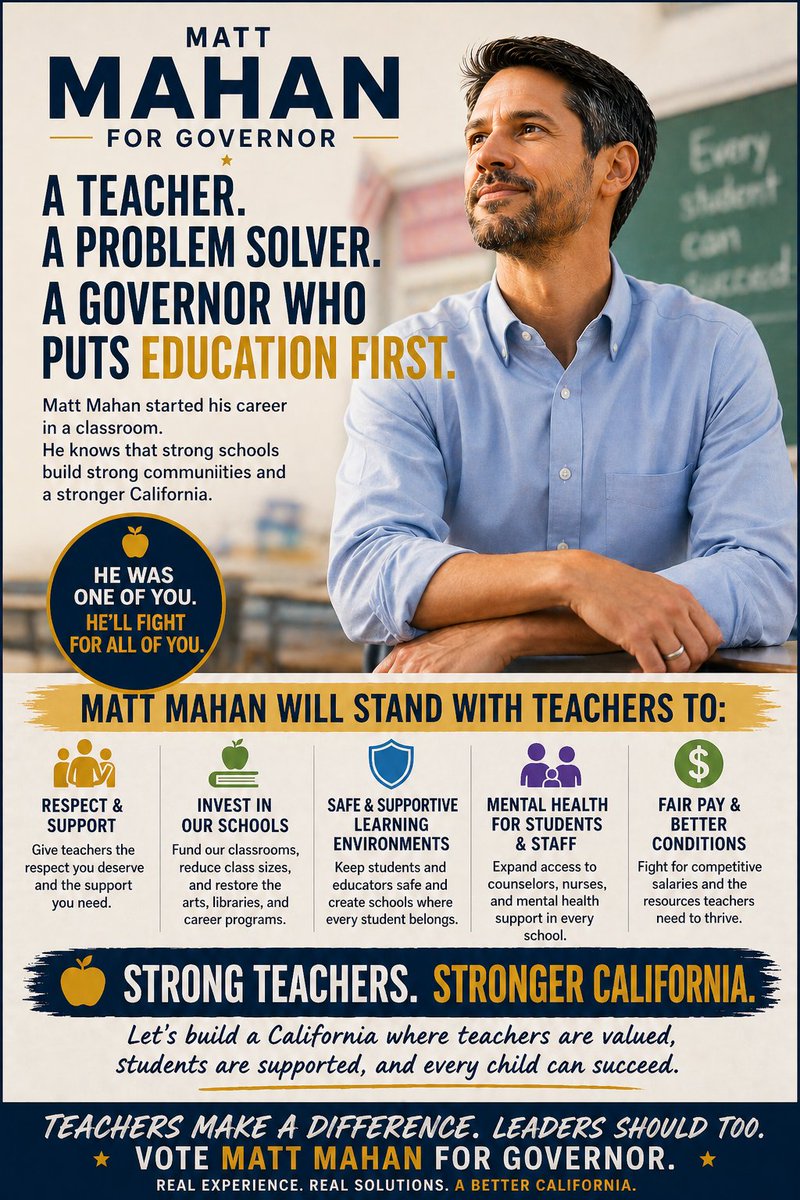 CrisPerez_05's tweet photo. WE NEED A TEACHER IN THE GOVERNOR'S OFFICE
#CAGovDebate #CBSDebate @MattMahanHQ https://t.co/6LijuYAPEf