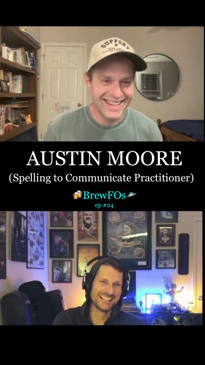 chadackerman's tweet photo. 🍻🛸 ep 24 - AUSTIN MOORE (Spelling to Communicate Practitioner). 25 years helping nonspeaking autistic people communicate via the letterboard &amp; typing. Practitioner in the upcoming @TelepathyTapes doc.

Intention flies the craft 🛸

https://t.co/LJWSTT8qc5 

#presumecompetence https://t.co/oW9XDBCvFU