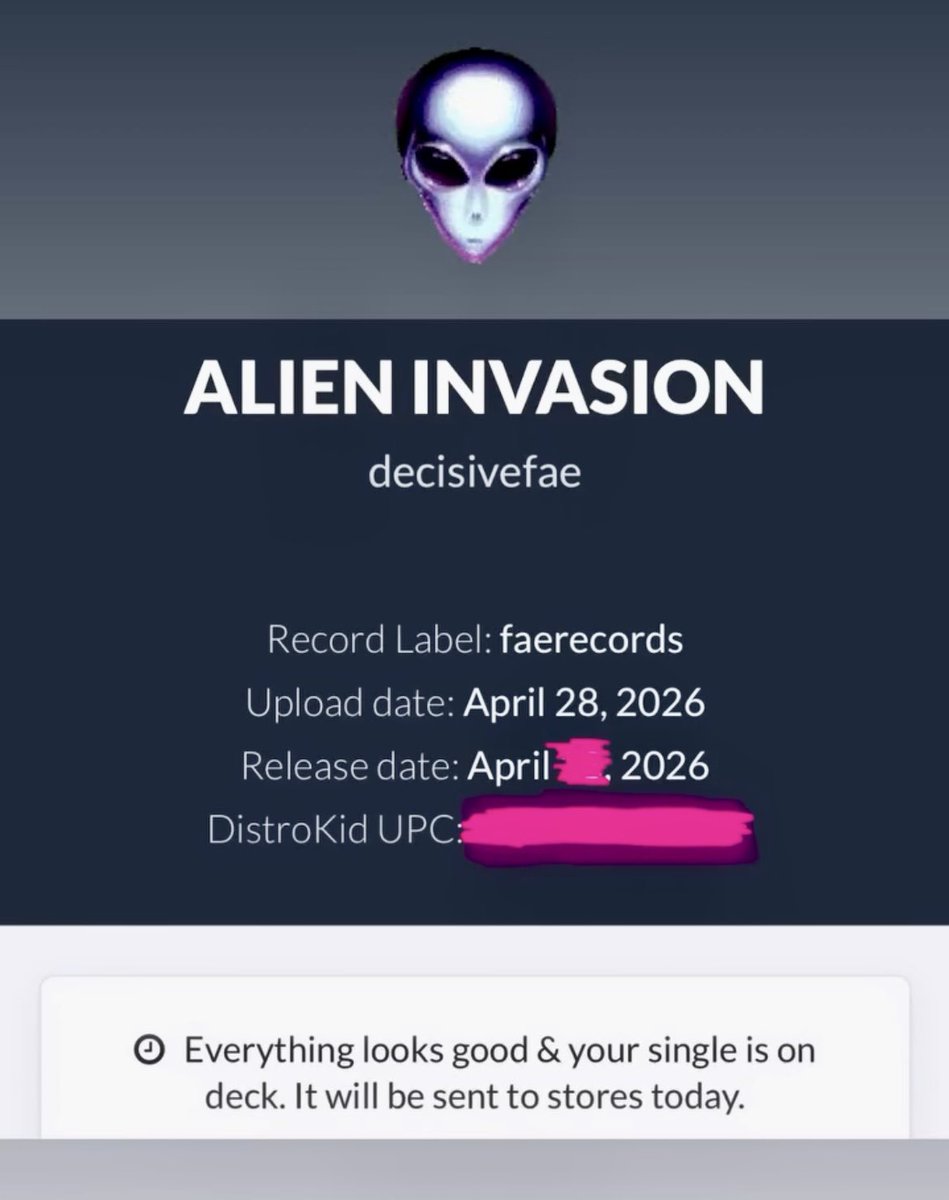 decisivefae's tweet image. No.... I'M. FREAKING. OUT!!! 
😱👽🛸💚
distrokid.com/hyperfollow/de…
-----------------------------
#music #musiclover #musicproducer #producer #female #femaleproducer #musicartist #singer #rap #rapper #femalerapper #femalerap #hiphop #pop #darkpop #trap #EDM #PLUR #bass #love #dark