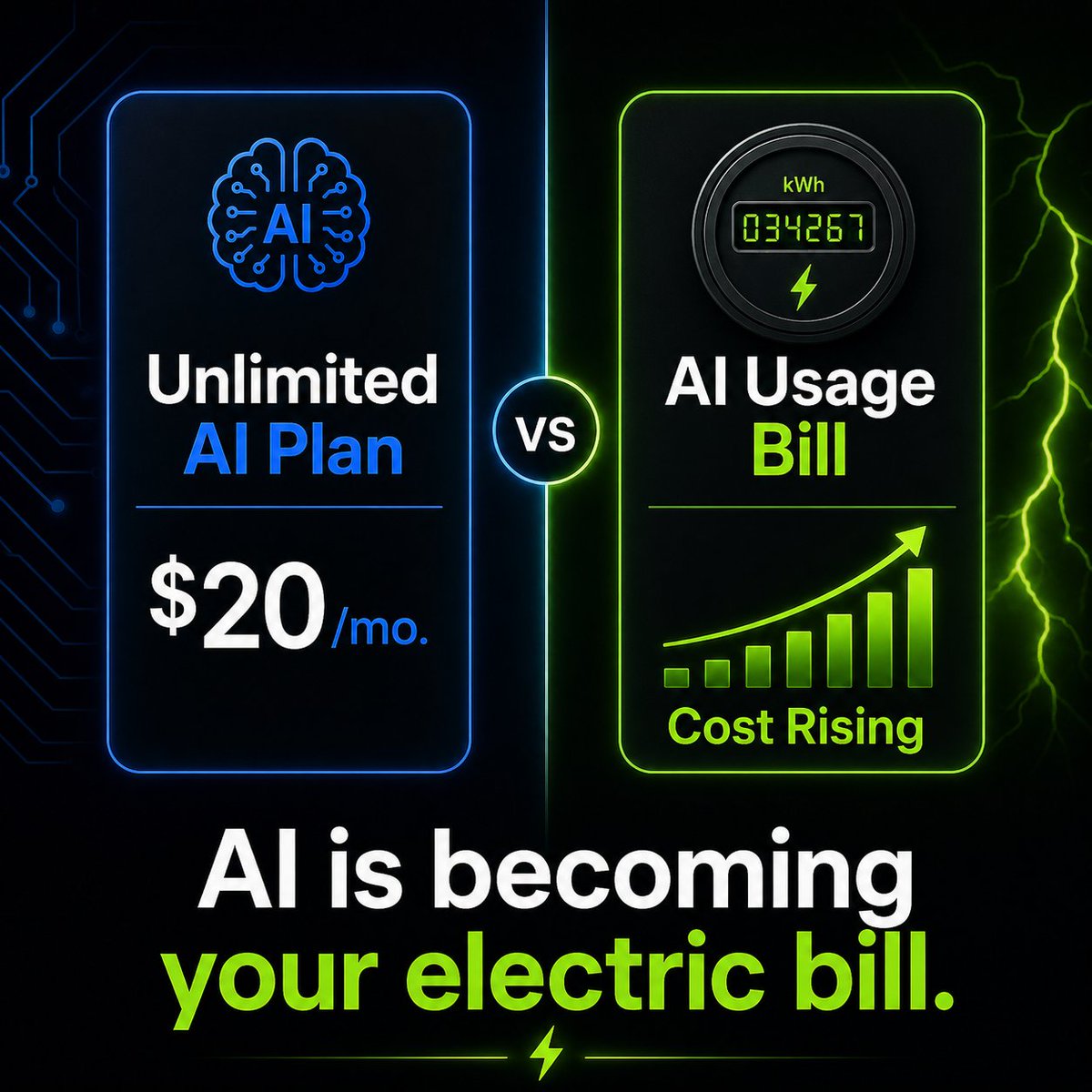 danalgowars's tweet photo. AI is becoming less like Netflix and more like your electric bill.

The more you use, the more you pay.

GitHub just made it obvious: Copilot moves to usage-based billing on June 1st.

Sam Altman said token pricing may not make sense long term.

The subsidy era is ending. https://t.co/cEM6vKsloF