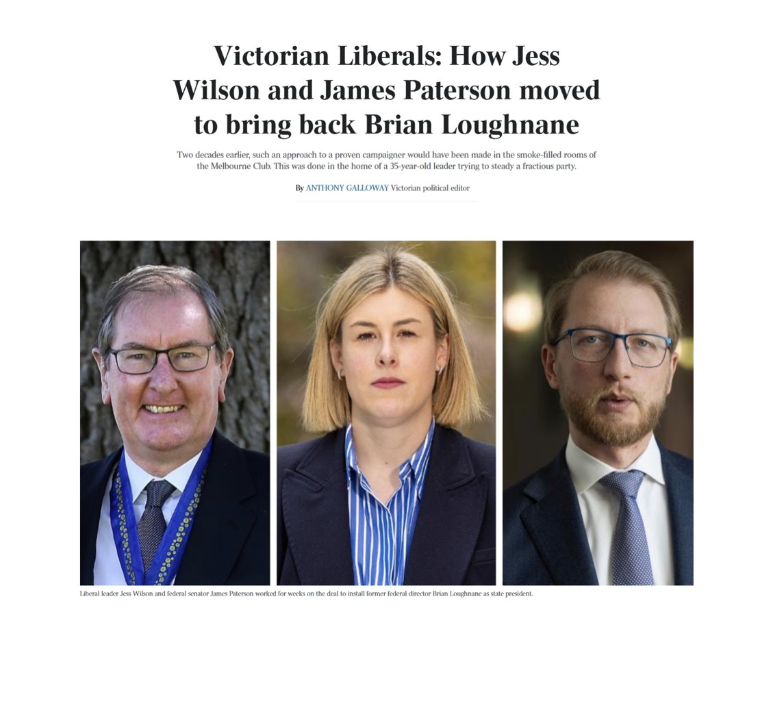 eatatjoe2's tweet photo. "Moved"?
Na more #conspired to overthrow Philip Davis as President of Victorian Liberal Party. Jess Wilson has overseen the party swing strongly to the Credlin right, while MSM still pretend she's a moderate. Meanwhile the infighting continues. #auspol https://t.co/xCf7LHzL2u