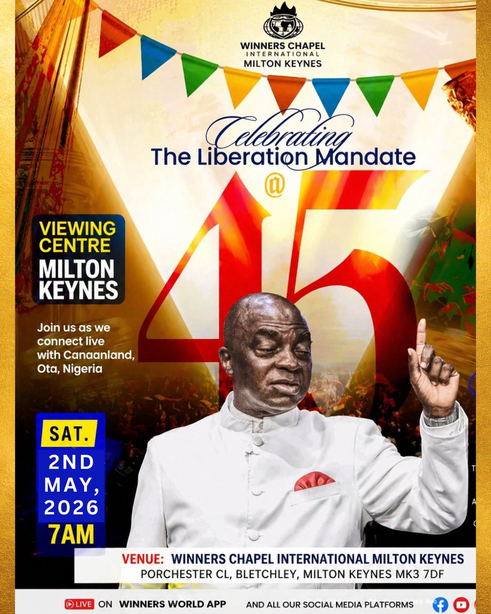 Winners_MK's tweet photo. 🎉🔥 Celebrating 45 Years of the Liberation Mandate! 🔥🎉
. 
Join us at as we connect LIVE with Canaanland for this historic celebration.
. 
This is more than an anniversary, it is a celebration of 45 years of God's faithfulness....
#Livingfaithworldwide
.
https://t.co/Qfe6CImzZ5 https://t.co/jYn7rfrBqD