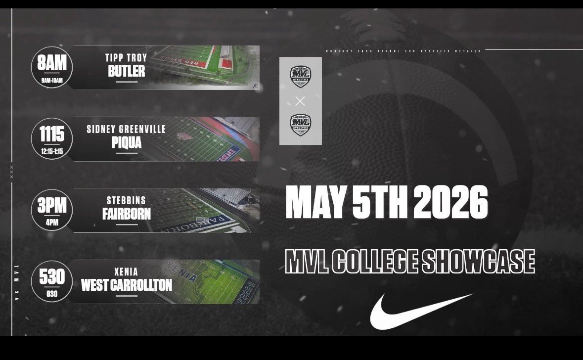 TippFB's tweet image. MVL College Football Showcase!!! Tuesday, May 5th, 8:00 AM, Tippecanoe will kick things off at City Park Stadium!!! We look forward to this event each year, great opportunity for our players!! 
#believeit