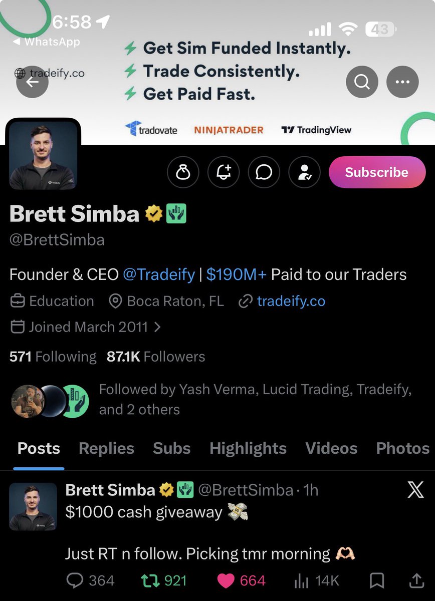 xtmmedia's tweet photo. @BrettSimba Done ✅ https://t.co/fSvIpd38MI