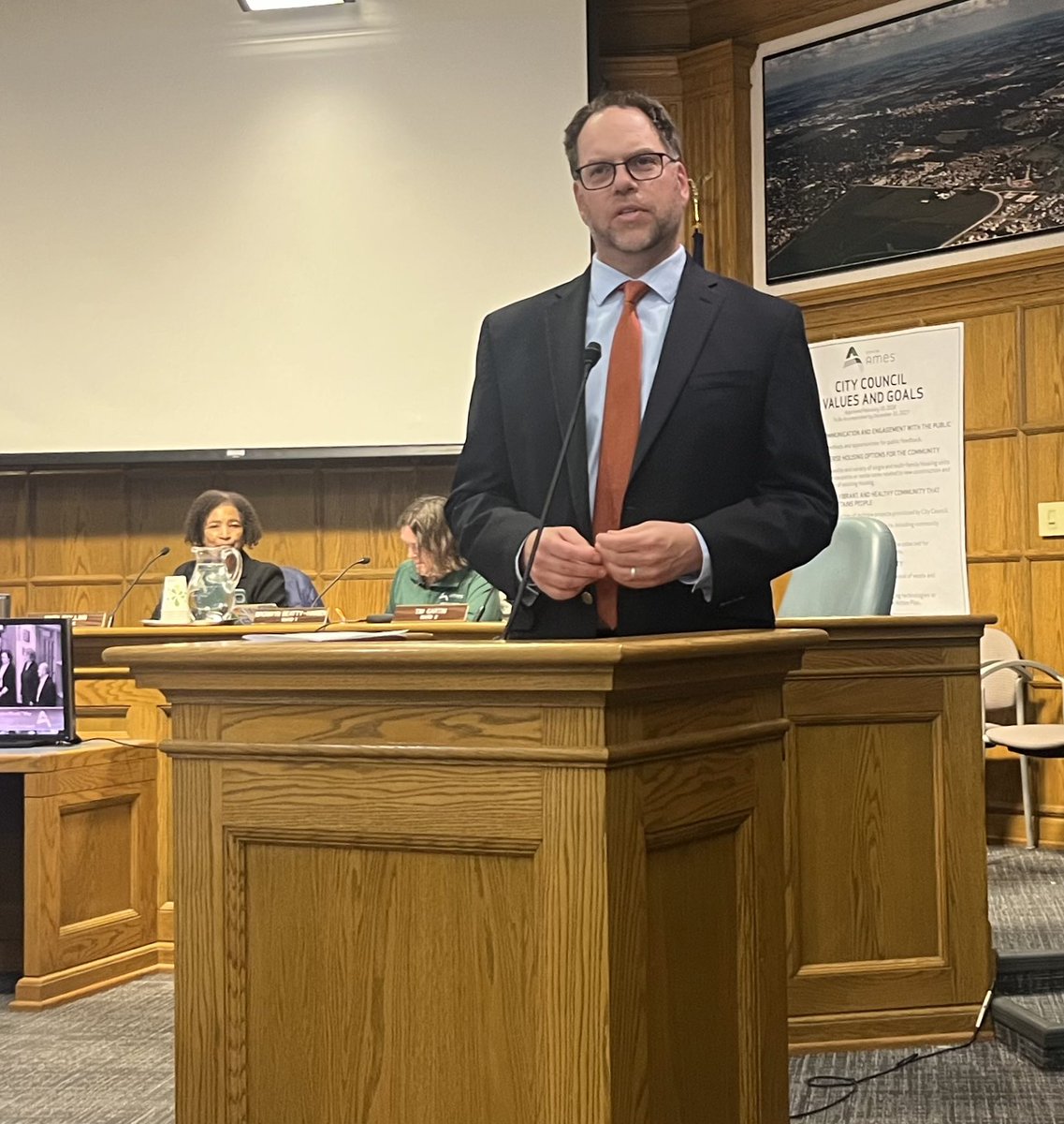cityofames's tweet photo. Mayor John Haila recognized May 2026 as Ames Historic Preservation Month with a proclamation given to members of the Ames Historic Preservation Commission at tonight’s Council meeting. Planning Director Kelly Diekmann also spoke briefly. https://t.co/lzxB0K2mJr