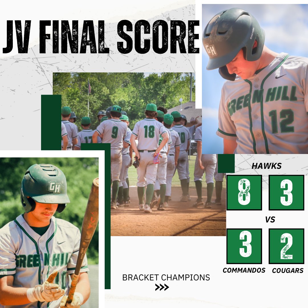 G_HillBaseball's tweet photo. Wrapping up their season, Hawks JV ended Sunday as bracket champs going 2-0. G. Dormaier (Fr.) hit a 2 RBI walk off single to end the game against a tough Dickson County team. Overall, this JV squad went 20-10 this season 🦅 @G_HillAthletics https://t.co/9HRgazISsm