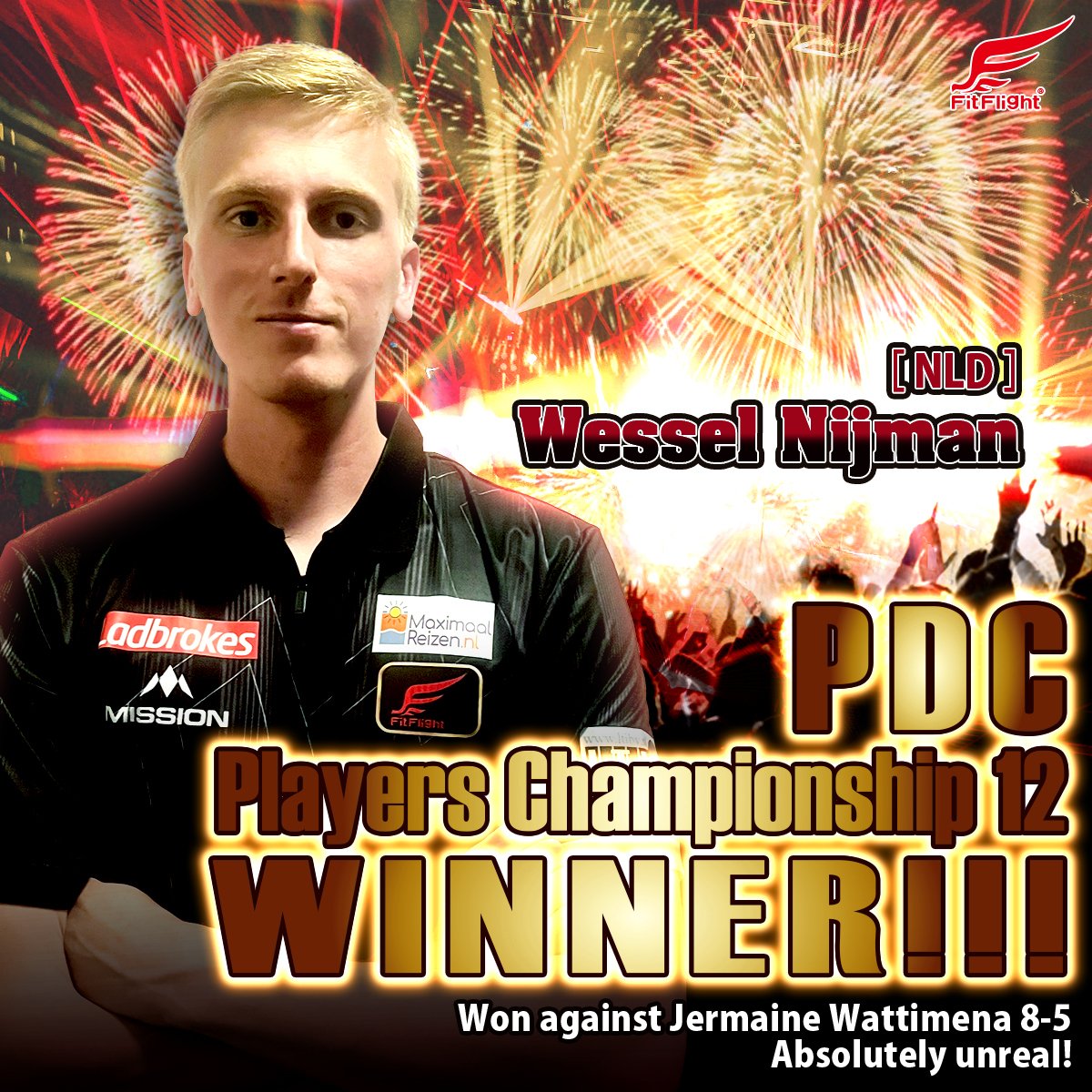 CosmoDartsInt's tweet photo. [PDC Update Players Championship 11/12]
Holly Molly! WESSEL NIJMAN!!!!!!!!!! 🚨@WesselNijman180

4 Players Championship wins. ONE player. ONE year. 🤯🏆

Wessel just took down Event 12 for his FOURTH PC title  meaning he has won 25% of the events in the best darts league in the world!!! Unbelievable!  Let that sink in. 👀🎯

And if that wasn't enough, he also reached the quarter-finals in Event 11. Consistently elite. Consistently dangerous. 🔥

Big shoutout to Andrew Gilding as well for his quarter-final run in Event 11 brilliant stuff! 👏

We are witnessing something special. 🙌✨
Good Darts  guys!

#CosmoDarts #Fitflight  #WesselNijman #PlayerChampionship #PDC #Darts #AndrewGilding
