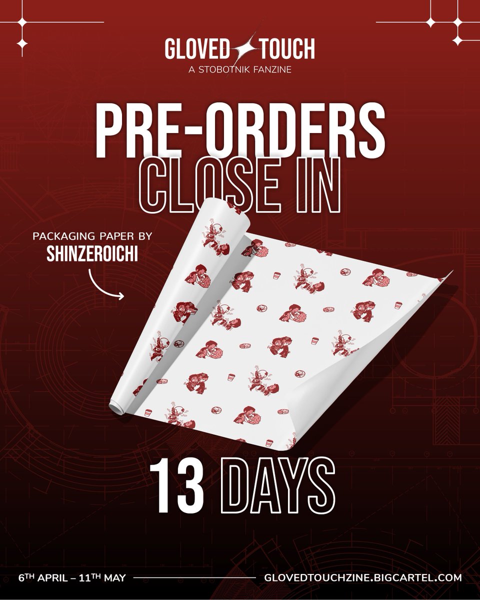 glovedtouchzine's tweet photo. ✦ Pre-orders close in 13 DAYS!

✦ And worry not, all the beautiful stobotnik merch is sure to arrive safely and protected thanks to the cutest packaging paper by @shinzeroichi! 
#stobotnik https://t.co/6TyrB45gTv