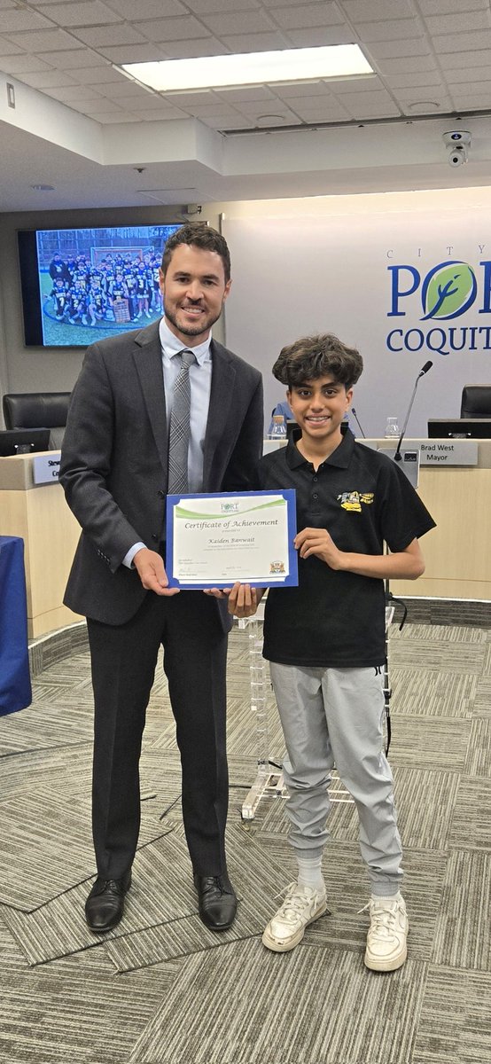 PaulBanwait1's tweet photo. So thankful to have the @Pocosaintslax U13 Boys and Girls Provincial Championship teams to be invited to the City of Port Coquitlam.  Thank you @BradWestPoCo for your kind and inspiring words. @CityofPoCo https://t.co/vOd4TienJs