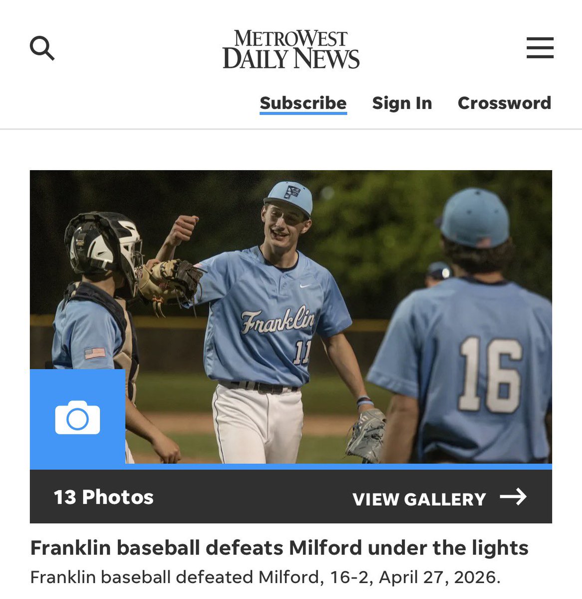 FHSCoachZBrown's tweet image. 🚨 Franklin HS ⚾️ Player Spotlight 🚨 

We 👀 you, FHS’26 Captain RHP DJ Silverstein (@dj_silverstein9)! DJ was a Metrowest top performer on Monday. DJ went 6IP, 2H, 2R, &amp;amp; 9Ks as he lead the Panthers to victory! Great work, DJ!

#PantherPride