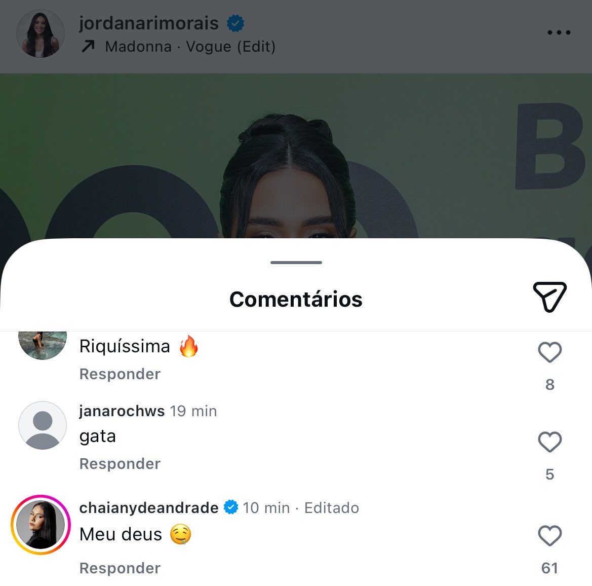 A chay no último post da jordana