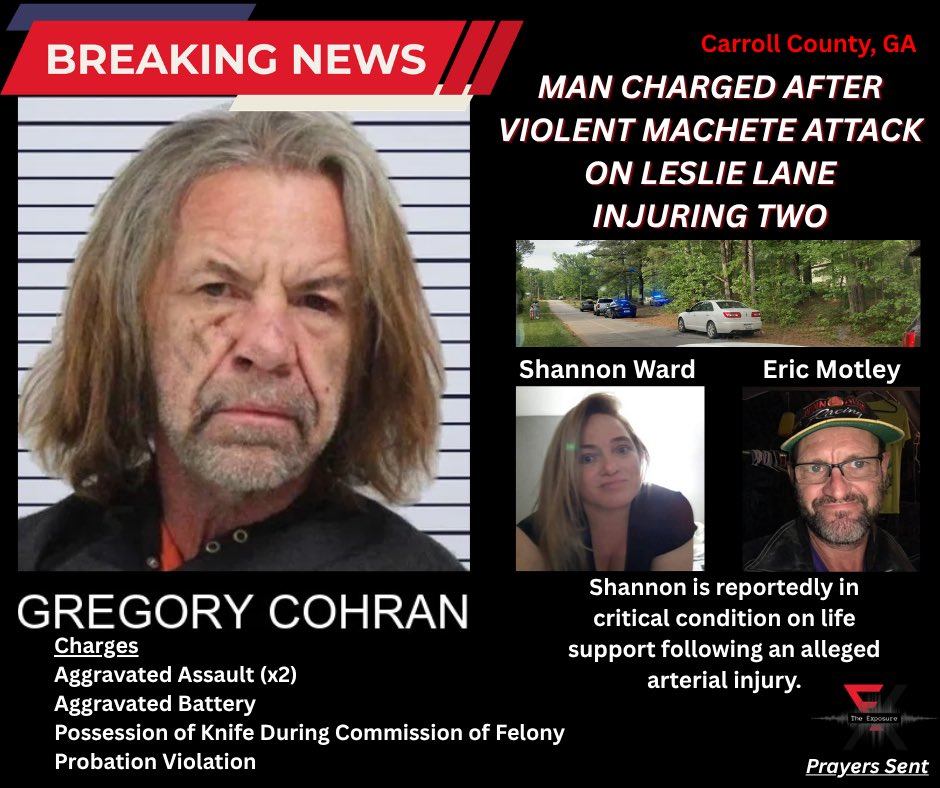 TheExposureTeam's tweet photo. Leslie Lane Machete Attack

📍Carroll County, GA

A stolen coin is allegedly where this started.
Which is a sentence that should never, under any circumstances, lead to life-or-death injuries… and yet here we are.

Authorities have identified Gregory Cohran as the suspect. https://t.co/ZGApP2iBfV