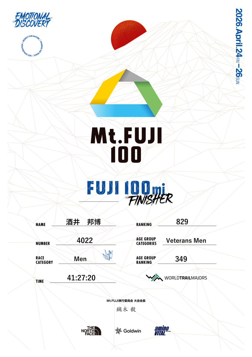 半袖船長🍥MtFUJI100 2026 完走！ tweet media