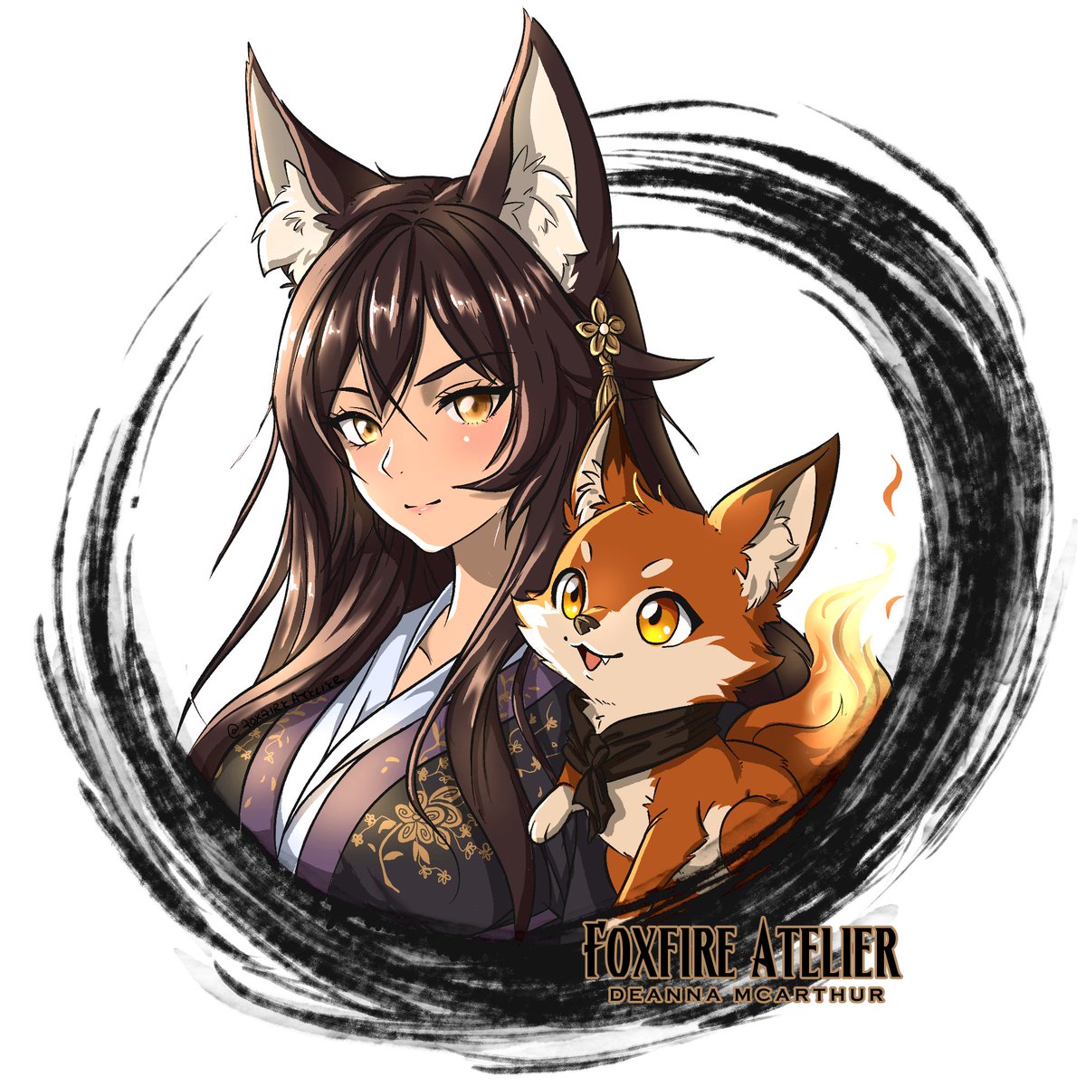 FoxfireAtelier's tweet photo. 🦊🔥 Meet Shiori &amp; Kohaku — the heart of Foxfire Atelier.

This will be my icon moving forward and a sample of my character work ✨ https://t.co/4uxaVzvqqi