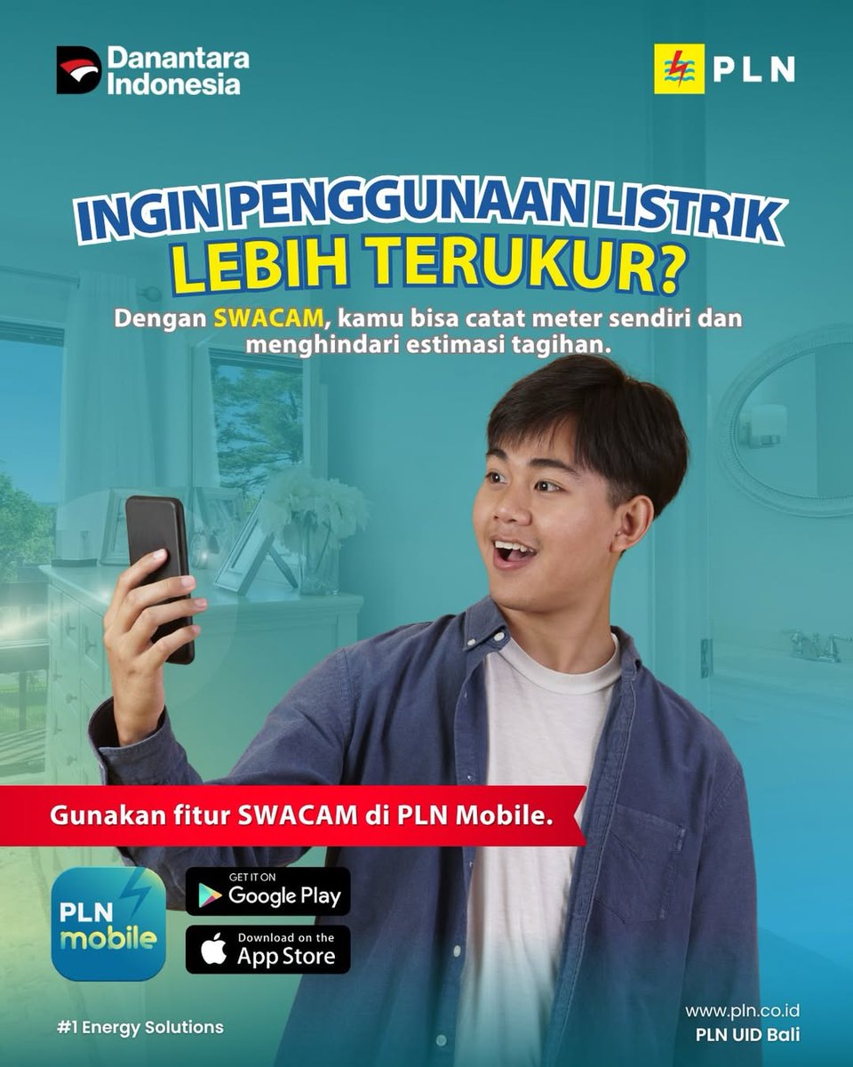 JoviJava41743's tweet photo. Hai, Semeton Electrizen ⚡️

Ingin penggunaan listrik lebih terukur? ��

Dengan SWACAM, kamu bisa catat meter sendiri tanpa estimasi.
Lebih sesuai dengan pemakaian 😊

Yuk, gunakan fitur SWACAM di PLN Mobile!

#PLNUIDBali #PLNUntukSemua #PLNUntukIndonesia #MelayaniSepenuhHati https://t.co/10XnxwOlG2