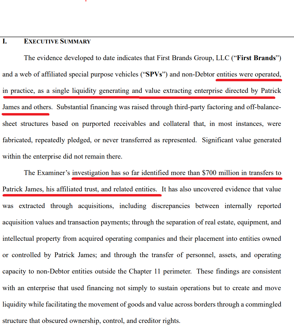 DonutShorts's tweet photo. The examiner's report on #FirstBrands is damnig.
If there's any justice, Patrick James is going to spend a very long time in the greybar hotel. https://t.co/6cbgWAjNHk