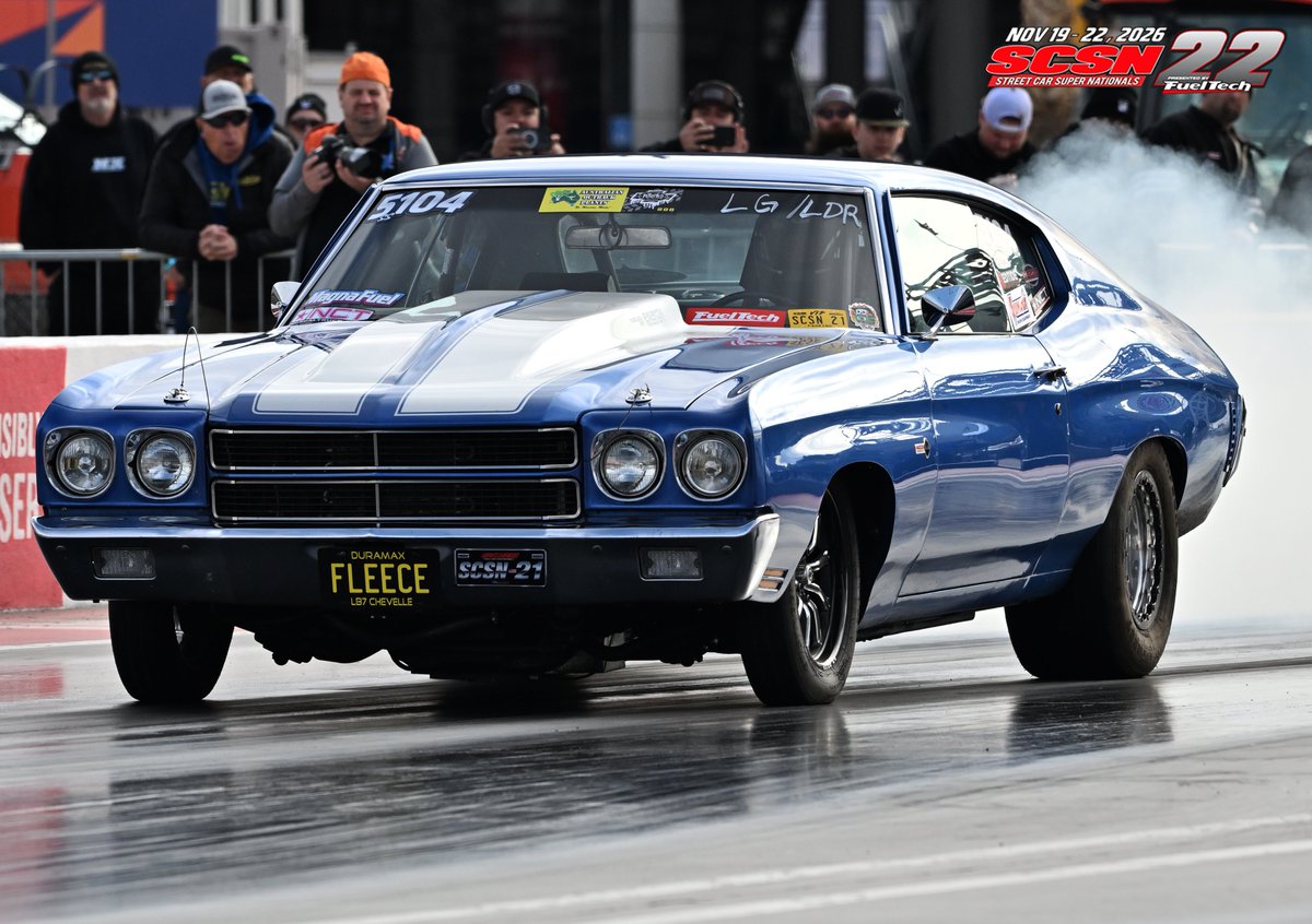 PSCARACING's tweet photo. 𝙉𝙊𝙑𝙀𝙈𝘽𝙀𝙍 𝟏𝟗-𝟐𝟐, 𝟐𝟎𝟐𝟔 - 𝙎𝘼𝙑𝙀 𝙏𝙃𝙀 𝘿𝘼𝙏𝙀

The Legendary Drag Racing Festival returns with the 22nd running of the Street Car Super Nationals Presented by FuelTech USA & Summit Racing Equipment - The Strip at Las Vegas Motor Speedway with Total Venue Concepts doing the prep!

GET THE LATEST SCSN GEAR HERE & SAVE>> https://t.co/7ygNe7S4d0
ALSO, CHECK OUT THE UNDER $10 SECTION AS WE ADDED MORE DESIGNS & SIZES>>https://t.co/7OSRe0umvD

PLUS, EACH ORDER GETS FREE RACING DECALS & SPEND $60 OR MORE & GET FREE USA SHIPPING!

Photo by Extreme Photography

#fueltech #summitracing #COMPCAMS #FUELTECHUSA #LASVEGASMOTORSPEEDWAY #ARIZONARACECOMPANY #SPEEDSOCIETY #PRECISIONTURBO #LASVEGAS #DRAGRACING #scsnvegas #canada #chevelle #chevychevelle