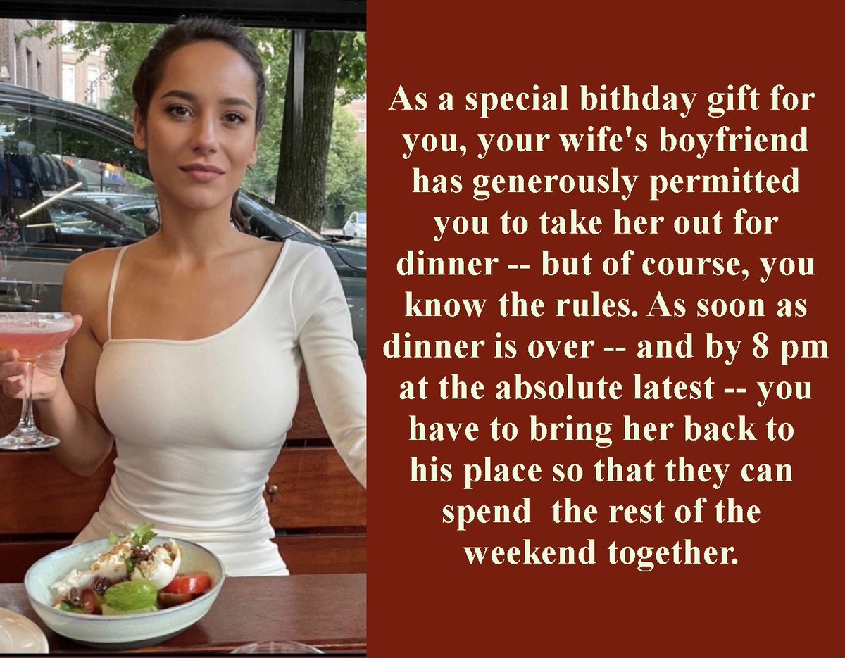 EmotionalCuck's tweet photo. You long ago came to terms with your status in your wife's life -- that you were her beta cuck and the rules of your relationship with her were set by her boyfriend. And so, you are truly grateful to him for permitting you to take her to dinner this evening -- and you are also grateful to him for satisfying her sexual needs in ways you never could.