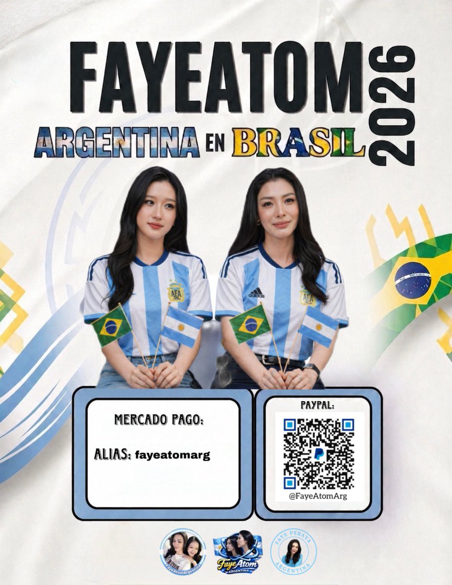 FayeAtomArg's tweet photo. FayeAtom Argentina viaja a Brasil 🇦🇷🇧🇷

Los invitamos a reunirnos como fandom —tanto fans de Argentina como inter fans— y ser parte de algo muy especial.

Queremos llevar hasta su fanmeet en Brasil un regalo que represente todo el amor, la admiración y el apoyo que sentimos por Faye y Atom.

La idea es que podamos unirnos, sin importar de dónde seamos, y aportar entre todos para lograr algo lindo y significativo.
Cada pequeño aporte suma y nos ayuda a construir un detalle que realmente las represente.

Este proyecto es una forma de estar presentes, de acompañarlas y de demostrar que el fandom está unido más allá de la distancia.

#fayeatom #fayeatomargentina