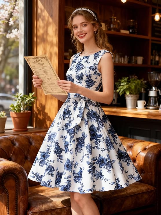 artsysister's tweet image. Hanpceirs Women's Boatneck Sleeveless Swing Vintage 1950s Cocktail Dress New If you like this dress you can get it here amzn.to/3OTpJwD #vintage #dress #fashion