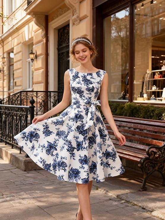 artsysister's tweet image. Hanpceirs Women's Boatneck Sleeveless Swing Vintage 1950s Cocktail Dress New If you like this dress you can get it here amzn.to/3OTpJwD #vintage #dress #fashion