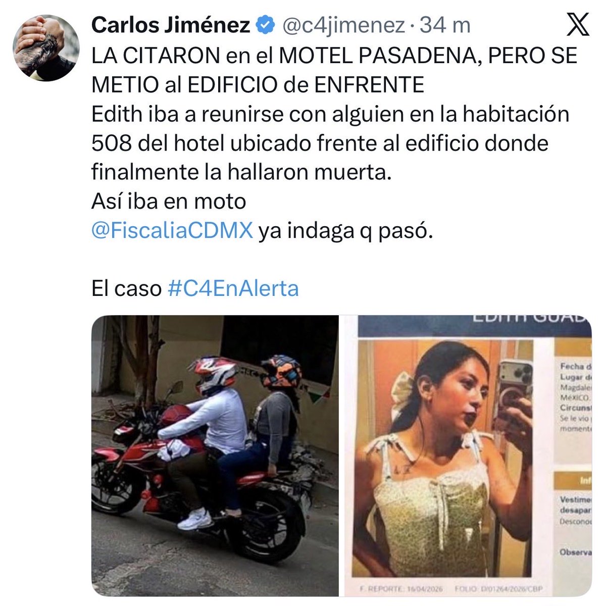 JesusAlexis_92's tweet photo. Día 4 @c4jimenez  ya pediras una disculpa publica por revictimizar a Edith ? https://t.co/Uwt4rG9PuT