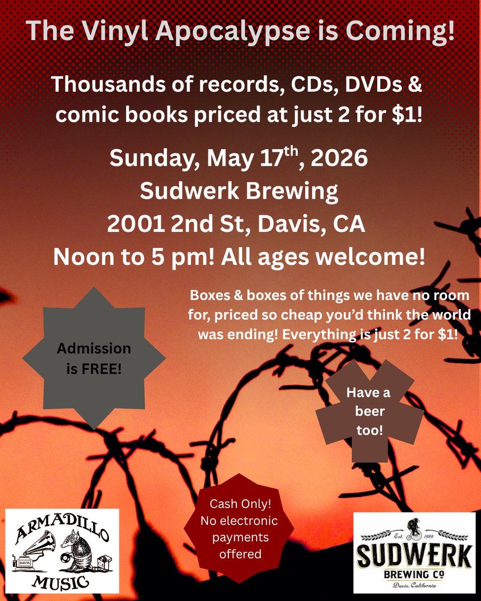 wilbcore1's tweet photo. If you're into vinyl, CDs, DVDs or comic books you might want to check out this event. EVERYTHING is 2 for $1. https://t.co/lUOlWHzodC