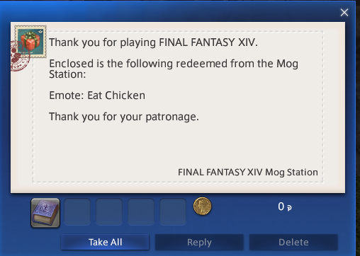ZeroReaper2's tweet photo. Loving the Eat Chicken Emote. Never knew my Character could make such emotion just from eating chicken.
#FFXIV #FinalFantasyXIV #SquareEnix #FF14 #Jollibee https://t.co/5Jmb7CviXg