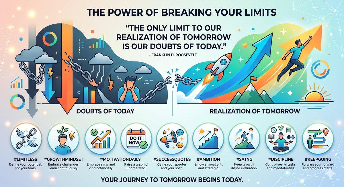 syedsoul1's tweet image. The only limit to our realization of tomorrow is our doubts of today. Franklin D. Roosevelt. #GrowthMindset #Limitless #Motivational