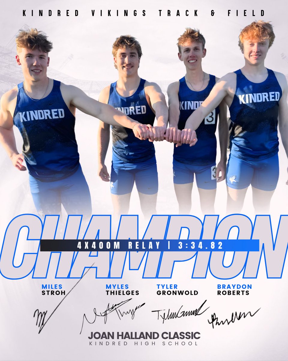 khstrackfield1's tweet image. 💥STATE QUALIFIER💥
🥇EVENT CHAMPION🥇

The Boys 4x400m Relay got it done today! Congrats guys for state-qualifying our third boys relay and winning the event! 👏🏻👏🏻

🏆 4x400m Relay
🥇 Miles, Myles, Tyler, Braydon
⏰ 3:34.82

#getonthebus