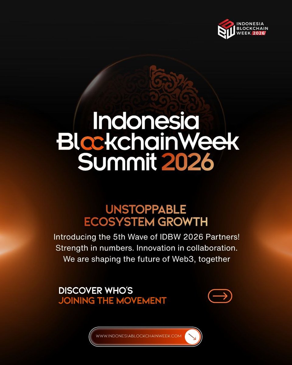 IDBWOfficial's tweet photo. THE MOMENTUM NEVER STOPS! 🌊🚀
Welcoming our 5th wave of Ecosystem Partners for #IDBW2026! 🤝⛓️

The network is growing, the vision is clear, and Southeast Asia’s leading Web3 summit is getting bigger every day. 📈
Check out the newest additions to the revolution below! 👇
🔗 https://t.co/fnsbpicRUz

#IDBW2026 #Indonesiablockchainweek