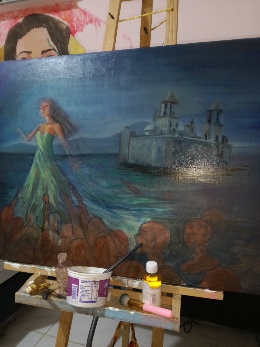 MiharuDimanche's tweet photo. Acá pintando al oleo https://t.co/MVMedNi0lM