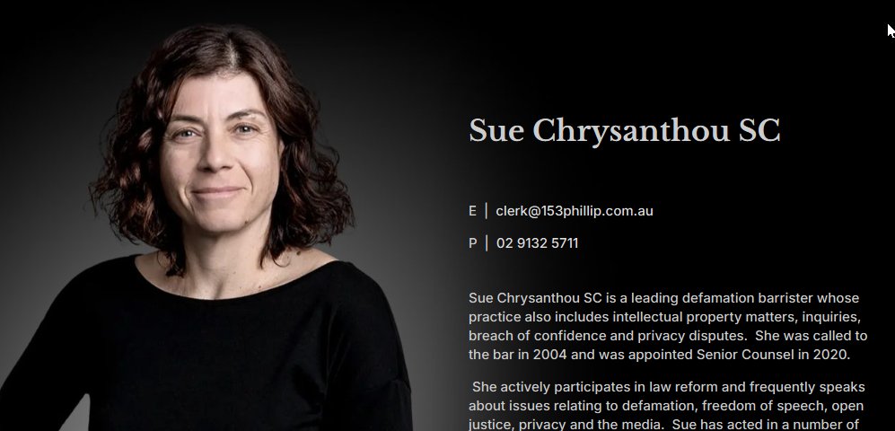 CourtWatchAus's tweet photo. @AdzyCaptai28890 @andysignore @PopcornedPlanet Yeah, the documents and the evidence are really exposing Rebel. .
The Lawyer Sue Chrysanthou SC is doing a great job ! https://t.co/jZBPK6If36